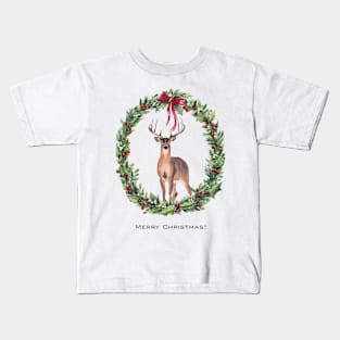 Christmas deer art. Merry Christmas. Kids T-Shirt